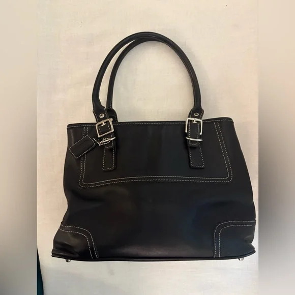 Vintage Coach Hamptons SOFT Genuine Leather Satchel Tote – Black Y2K Like New - Picture 14 of 14